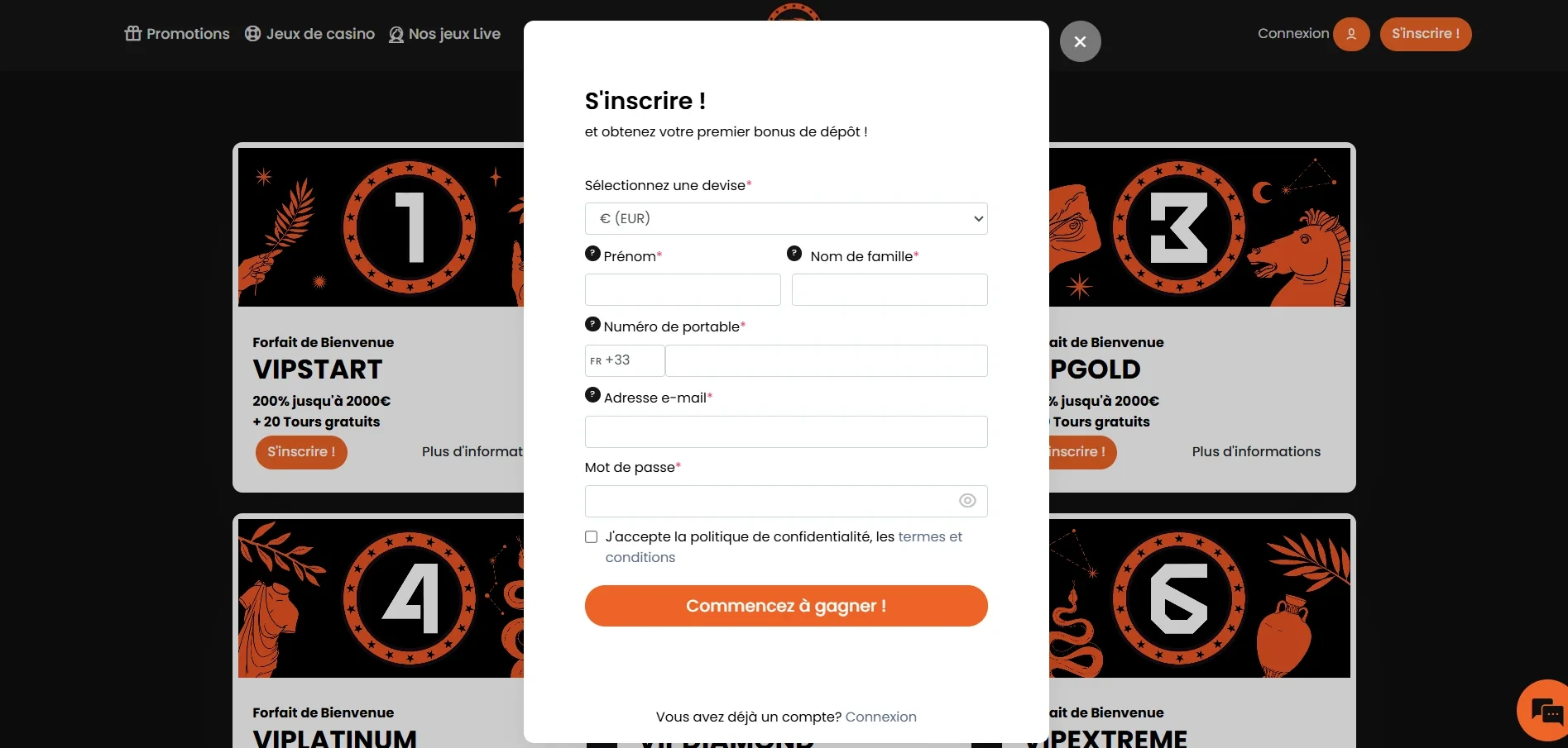 Comment s'inscrire sur l'appli Hermes Casino